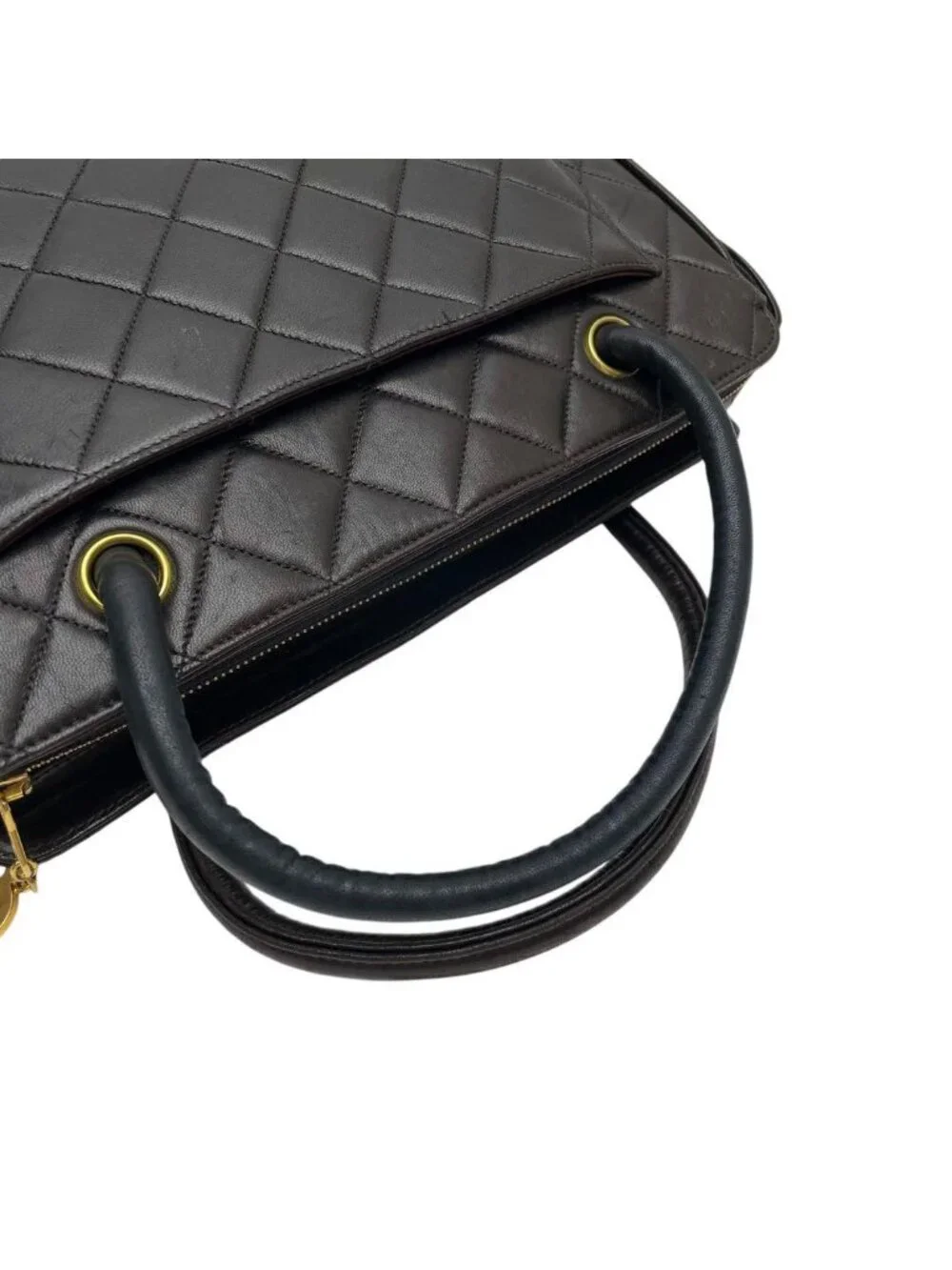 Chanel Lambskin Quilted Hand Bag CC Logo Bicolor